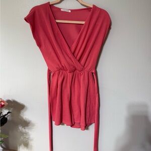 Caution To The Wind Chic Coral Wrap Jumpsuit